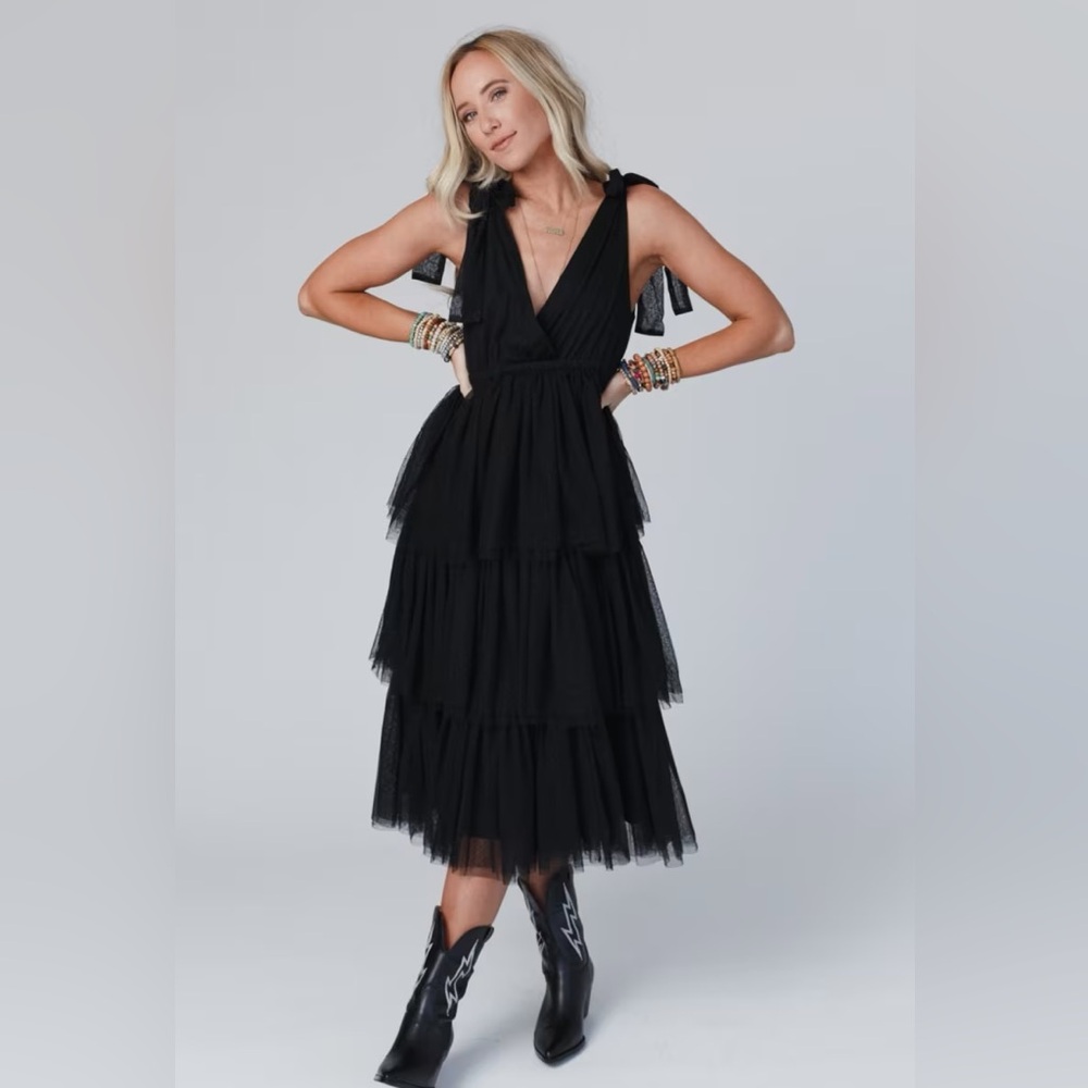 Baltic Born Black Tiered Ballerina Tulle Dress